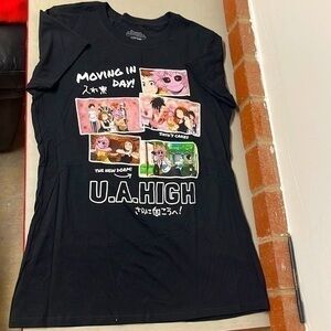 New no tags MyHero academia black shirt ladies size Medium. Funimaton